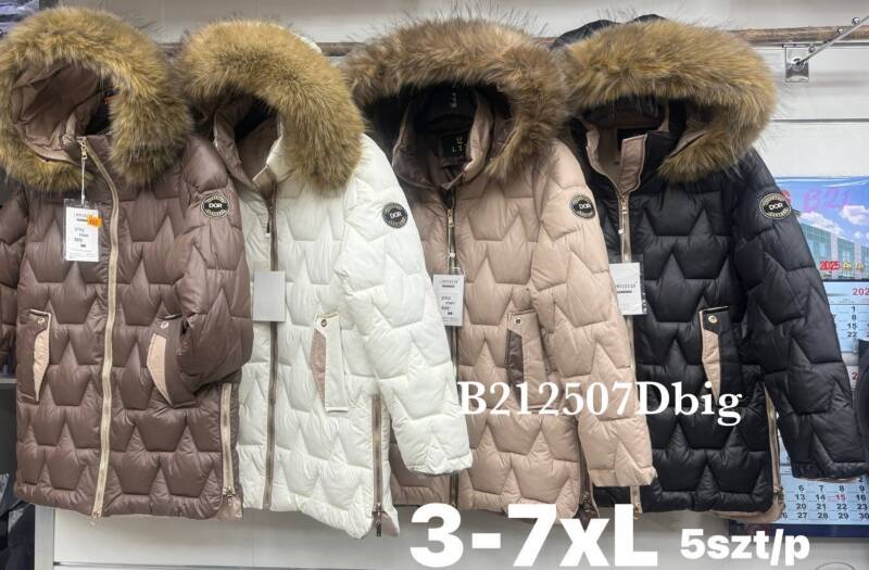Kurtki damskie zimowe Roz 3XL-7XL, 1 Kolor Paczka 5 szt 